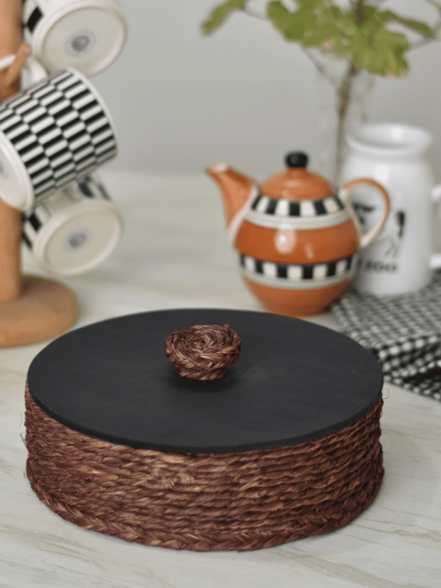 Handmade Sabai Grass Roti Box - Brown - Kadam Haat