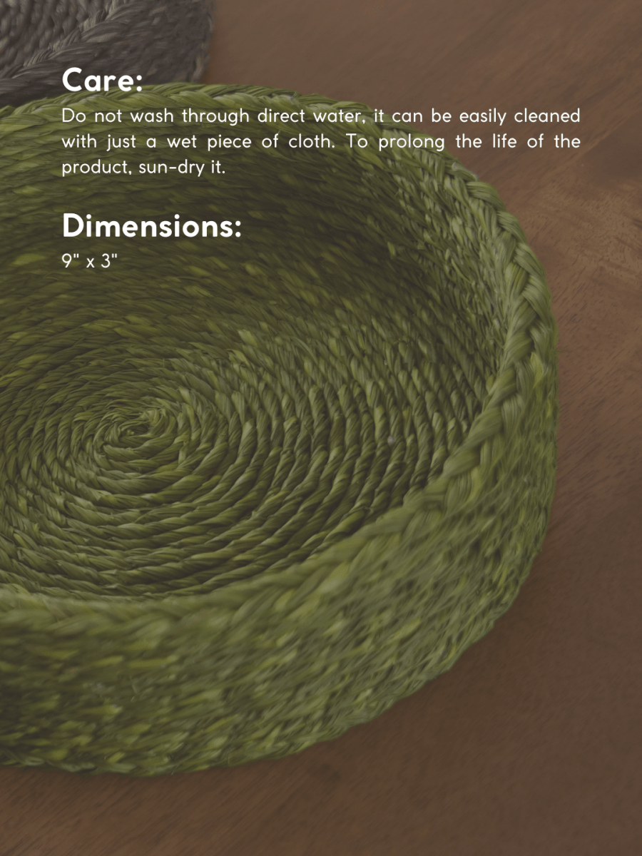 Handmade Sabai Grass Roti Box - Green - Kadam Haat