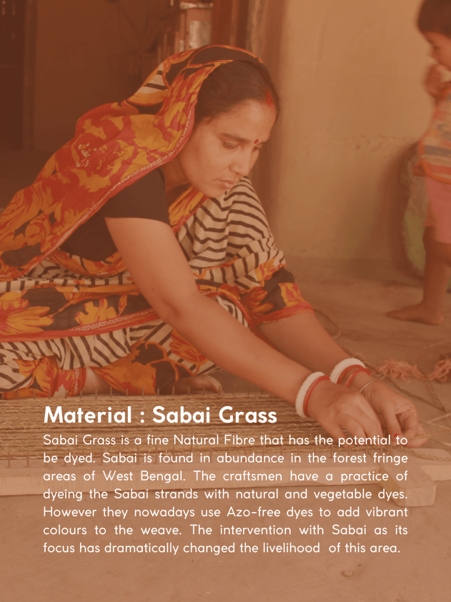 Handmade Sabai Grass Roti Box - Orange - Kadam Haat