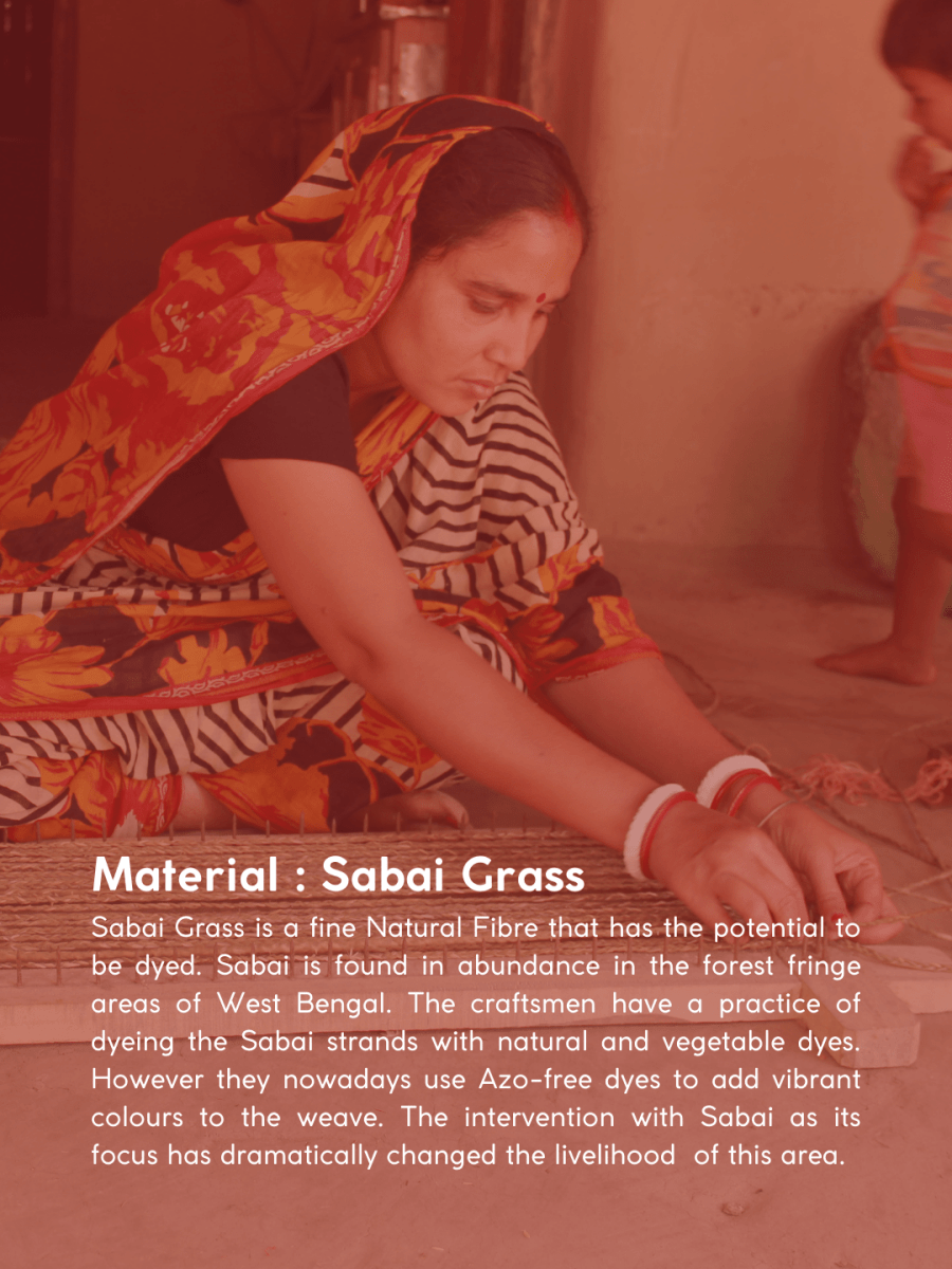 Handmade Sabai Grass Roti Box - Red - Kadam Haat