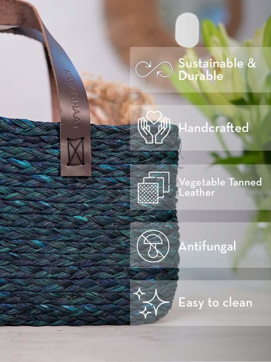 Handmade Sabai Grass Shopping Bag with Shola Flower - Kadam Haat