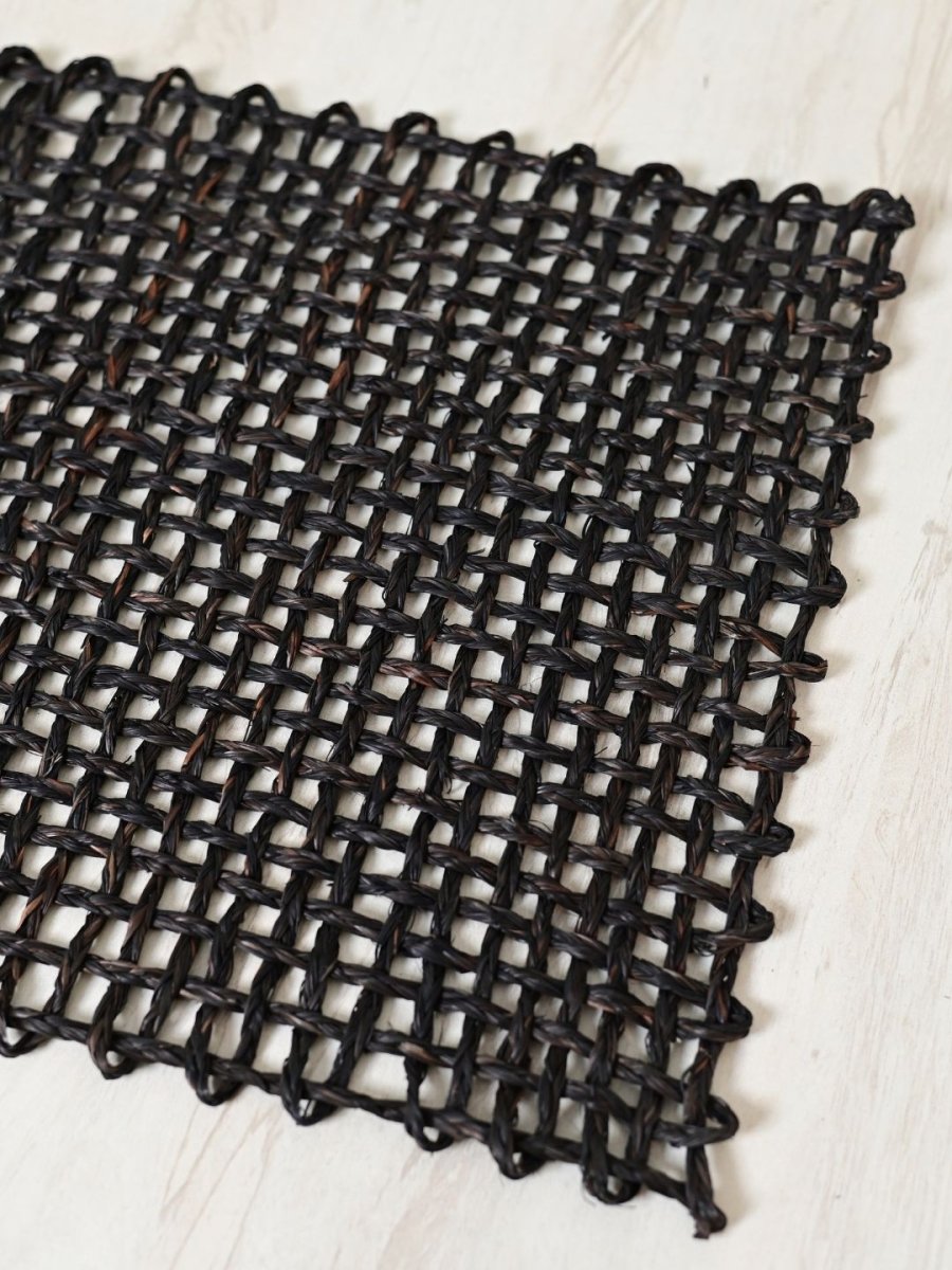 Handmade Sabai Grass Table Mat - Rectangular Set of 6, Black - Kadam Haat