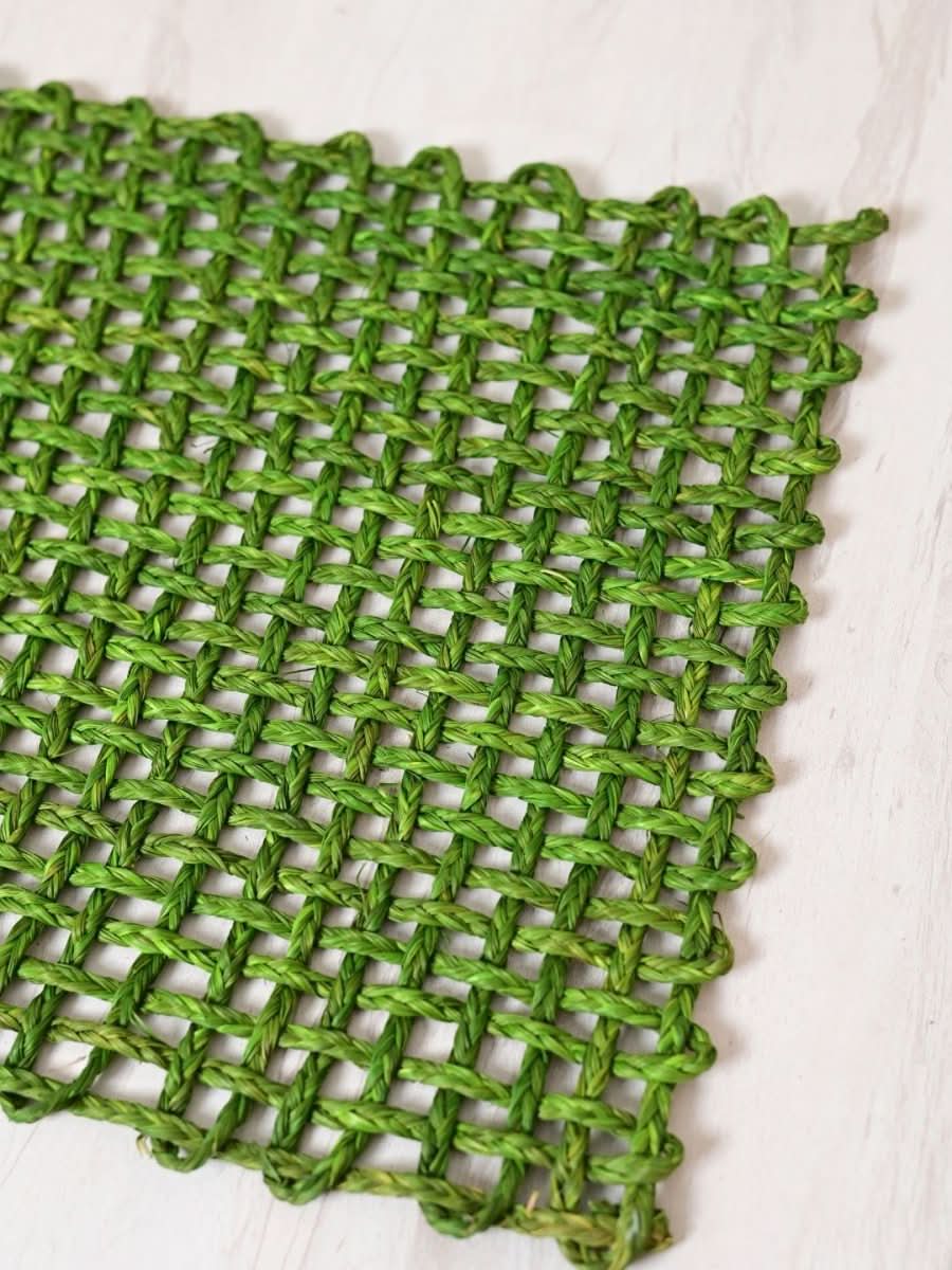 Handmade Sabai Grass Table Mat - Rectangular Set of 6, Green - Kadam Haat