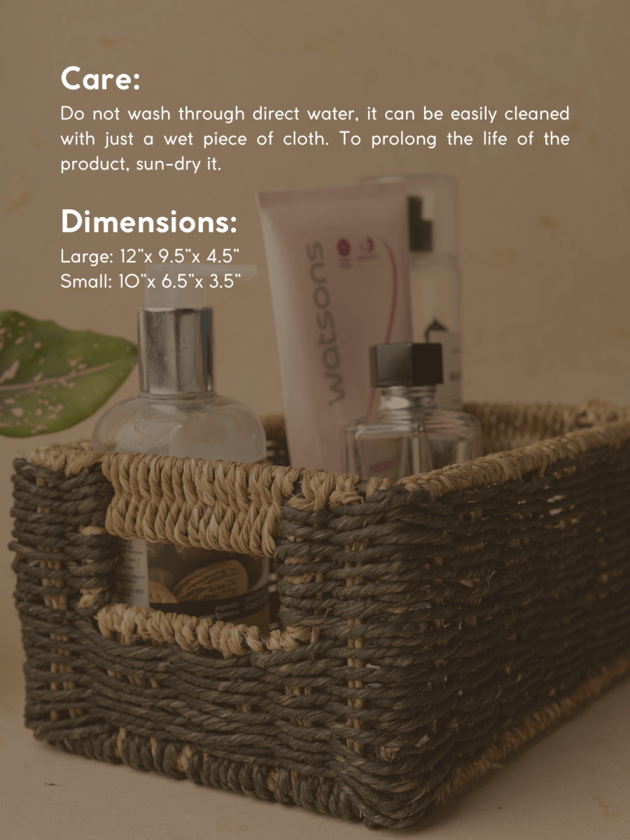 Handmade Sabai Grass Towel Basket - Combo/Black - Kadam Haat