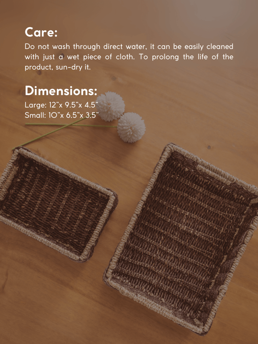 Handmade Sabai Grass Towel Basket - Combo/Brown - Kadam Haat