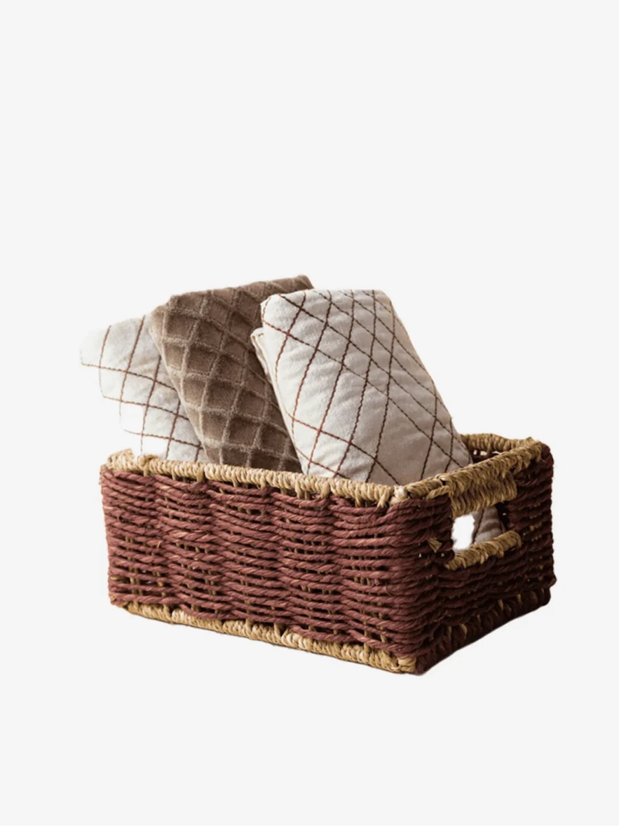 Handmade Sabai Grass Towel Basket- Large/Brown - Kadam Haat
