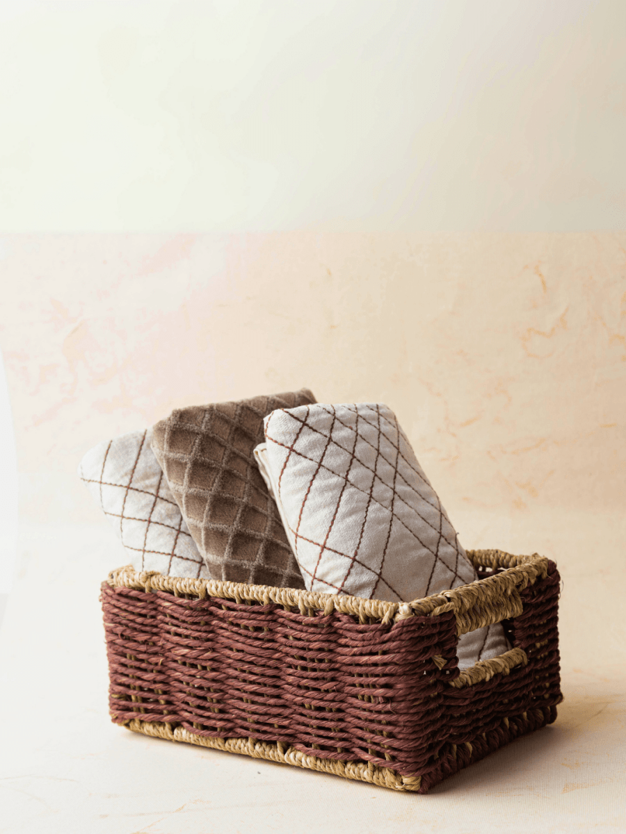 Handmade Sabai Grass Towel Basket - Large/Brown - Kadam Haat