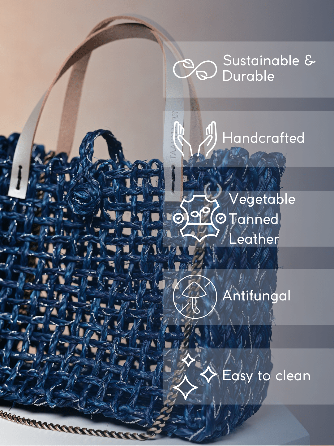 Handmade Sabai Grass Zari Mini Mesh Bag - Neer Silver - Kadam Haat