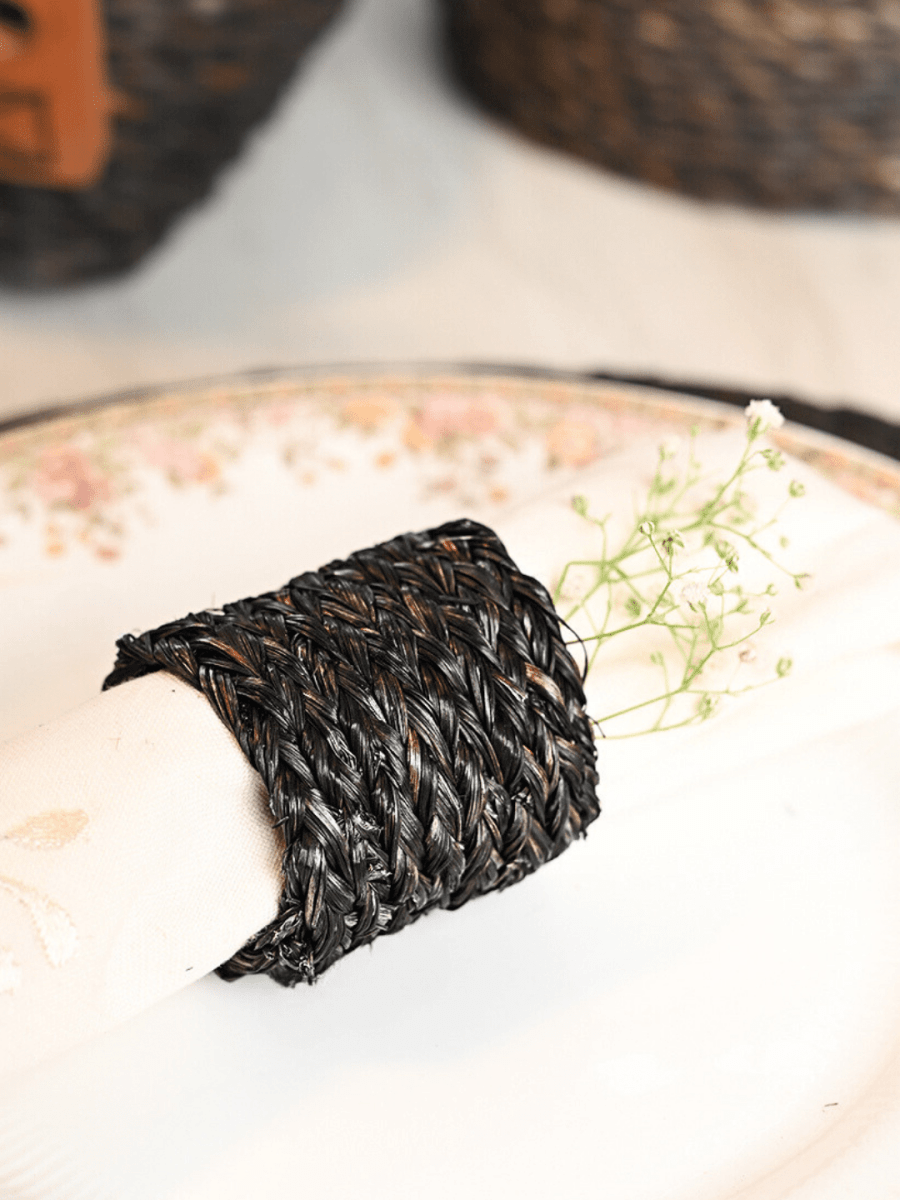 Handmade Sabai Napkin Rings - Set of 4 - Kadam Haat