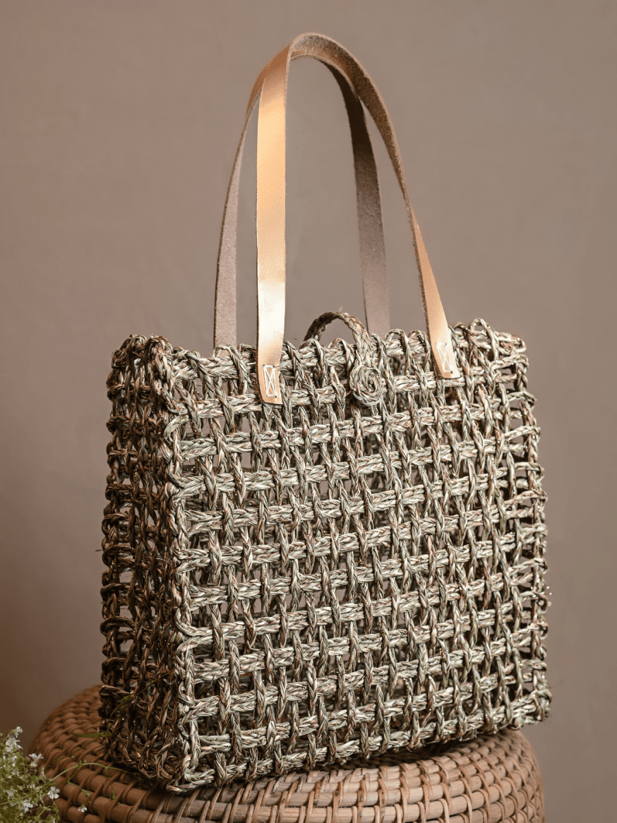 Handmade Sabai Zari Mesh Bag - Kadam Haat