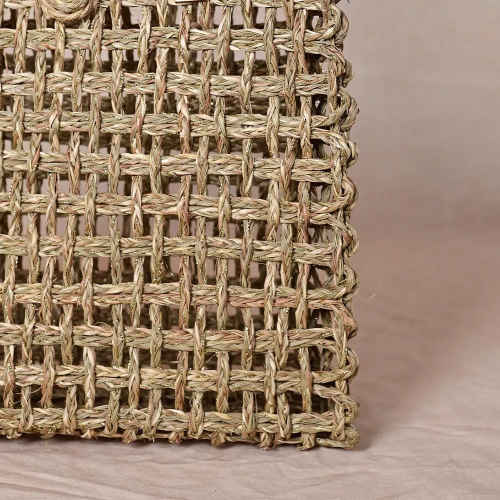 Handmade Sabai Zari Small Mesh Bag - Kadam Haat