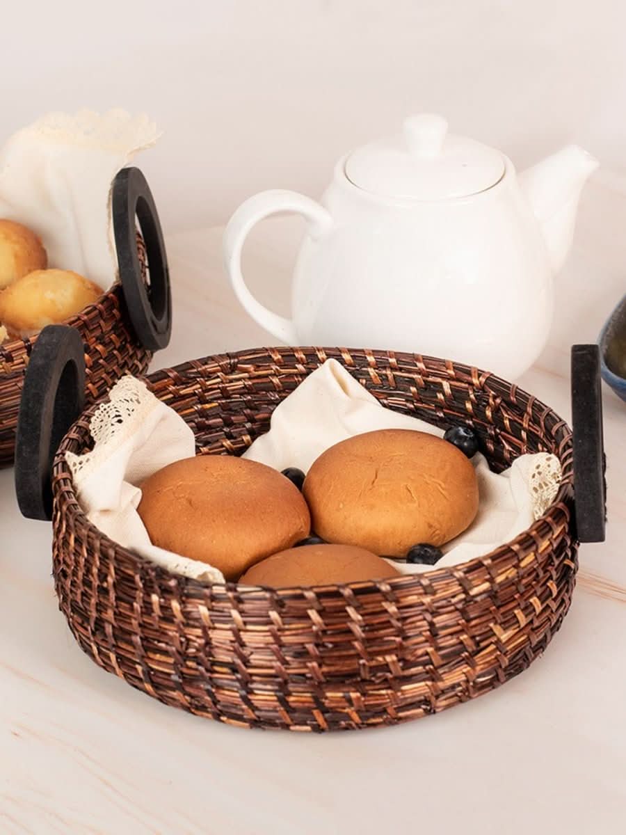 Handmade Sikki Bread Box with Multi - Purpose Tray Set - Kadam Haat