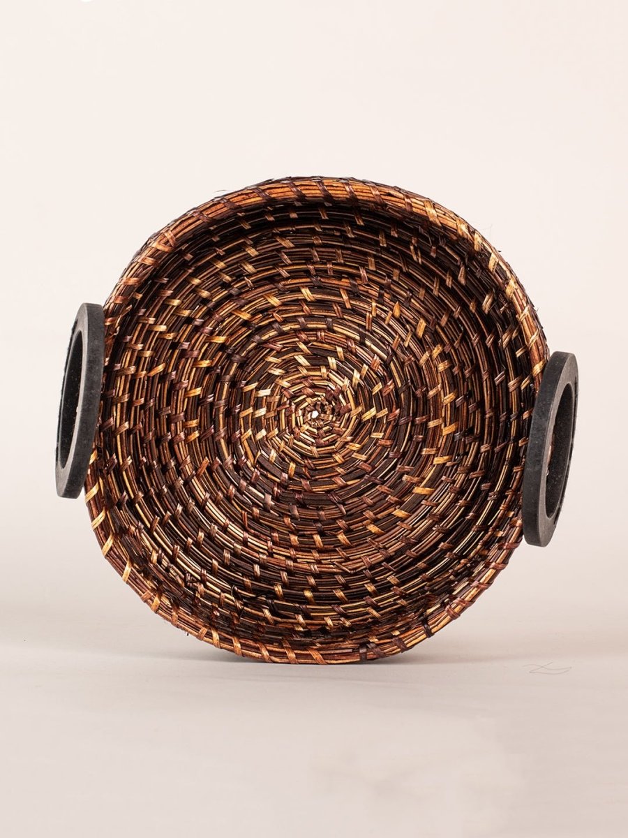 Handmade Sikki Grass Multipurpose Round Tray - Kadam Haat