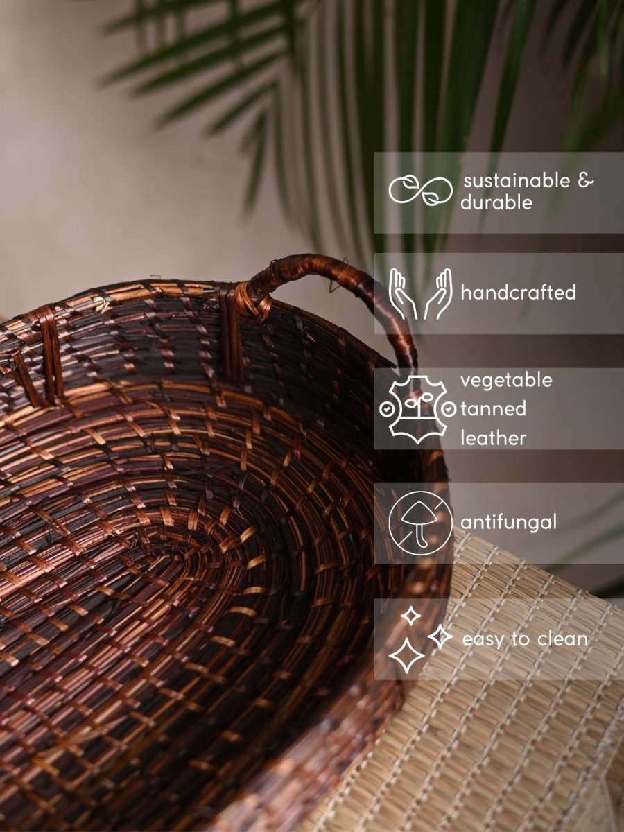 Handmade Sikki Oval Tray - Kadam Haat