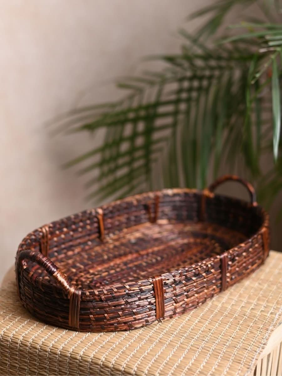 Handmade Sikki Oval Tray - Kadam Haat