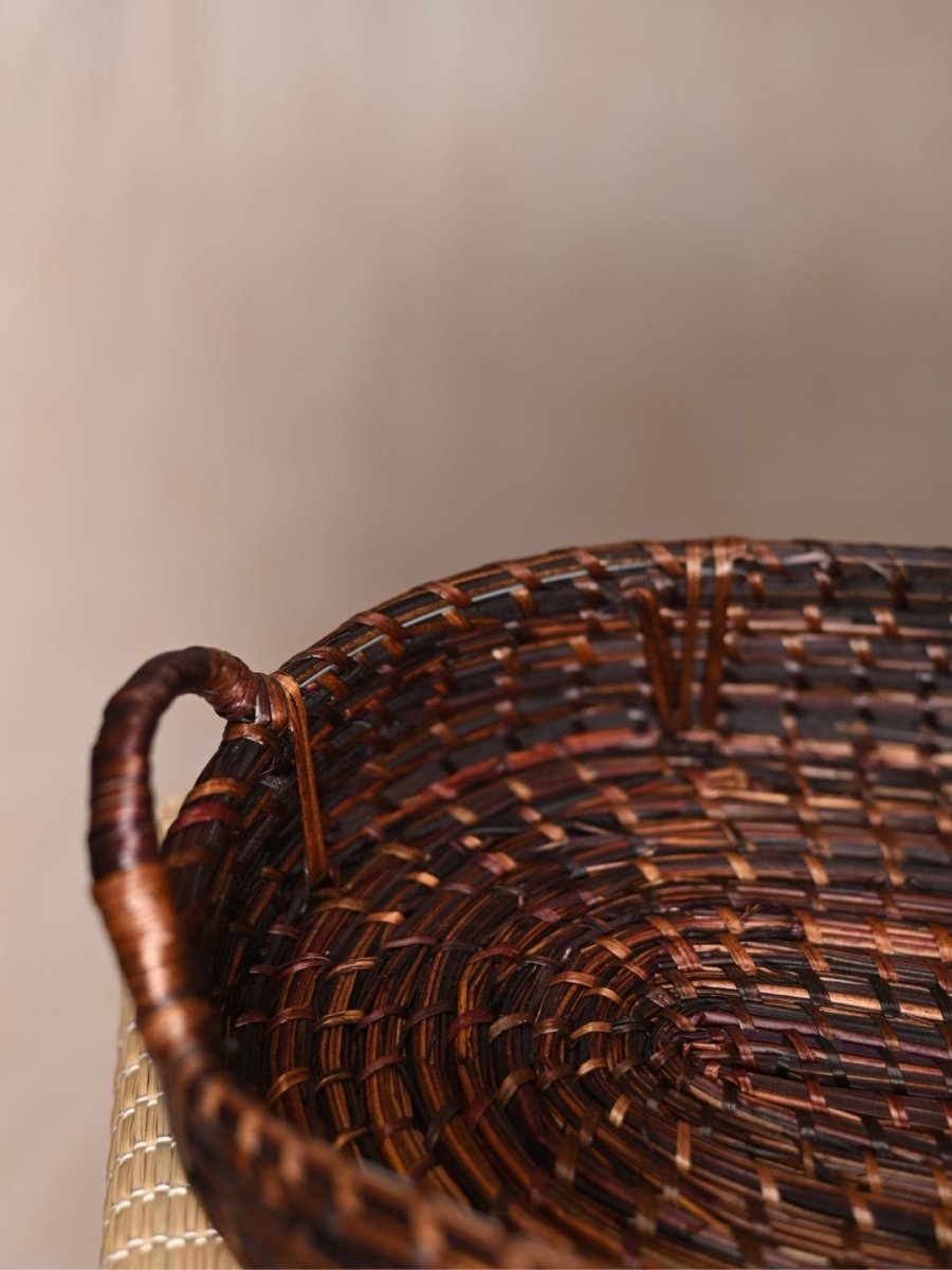 Handmade Sikki Oval Tray - Brown - Kadam Haat