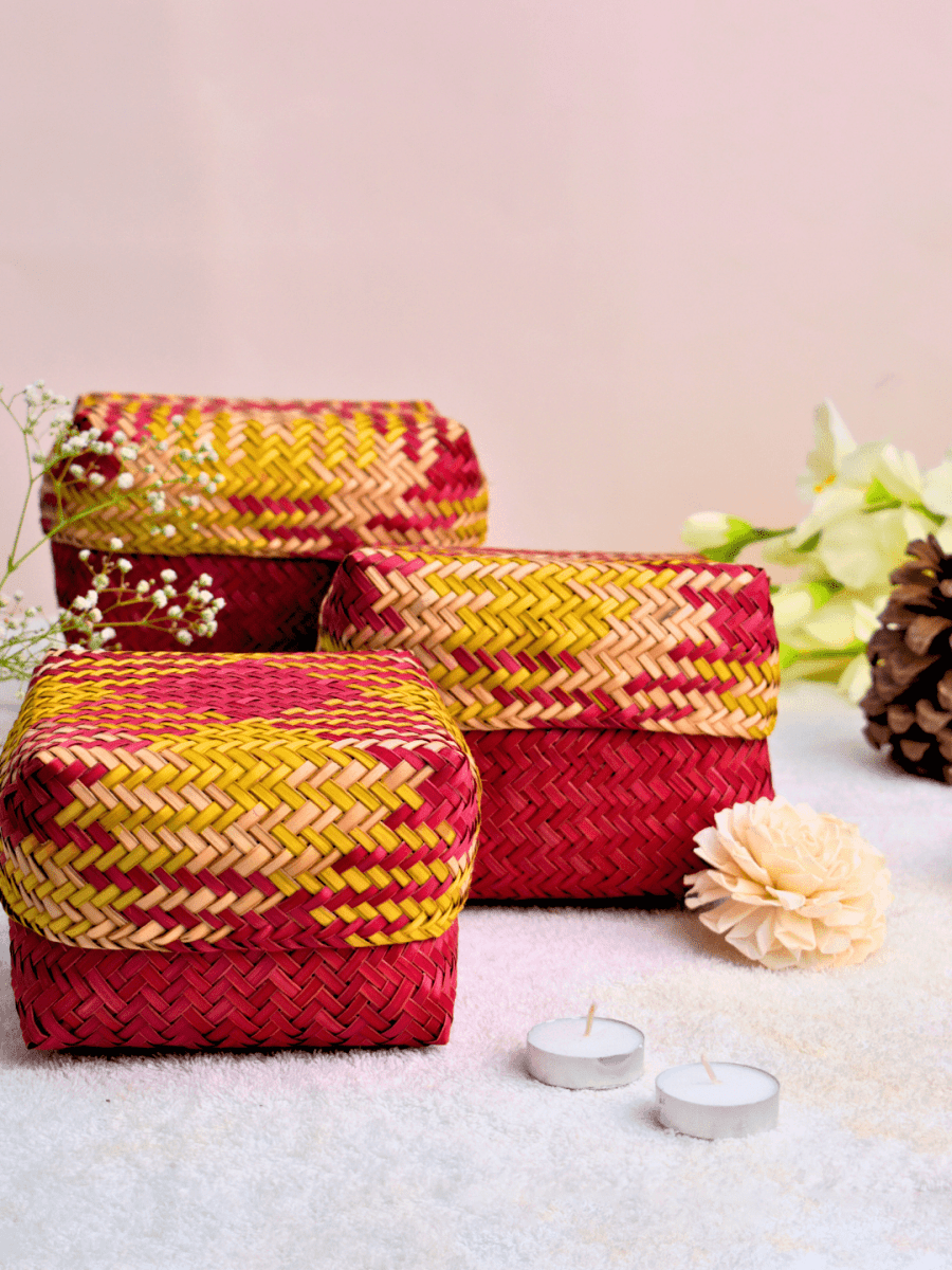 Handmade Sitalpati Gift Box - Set of 3 (Small+Medium+Large) - Kadam Haat