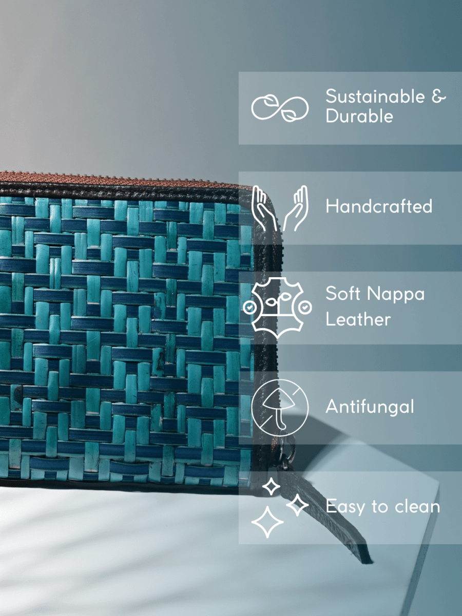 Handmade Sitalpati Wallet - Indigo - Kadam Haat