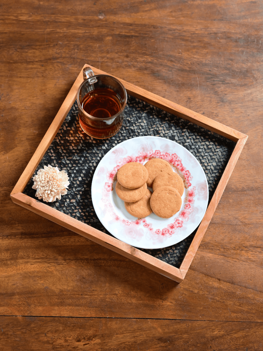 Handmade Small Forest Green Sitalpati Tray - Kadam Haat