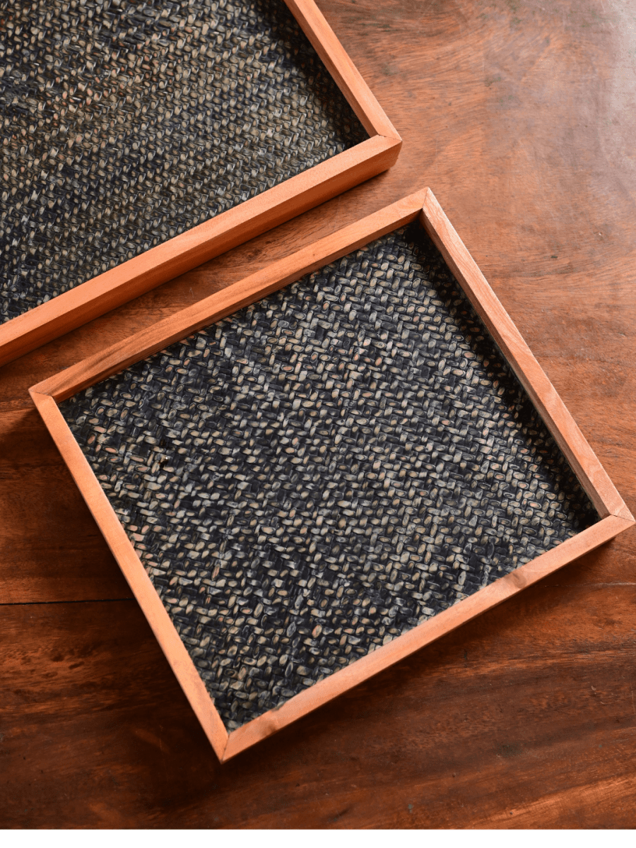 Handmade Small Forest Green Sitalpati Tray - Kadam Haat