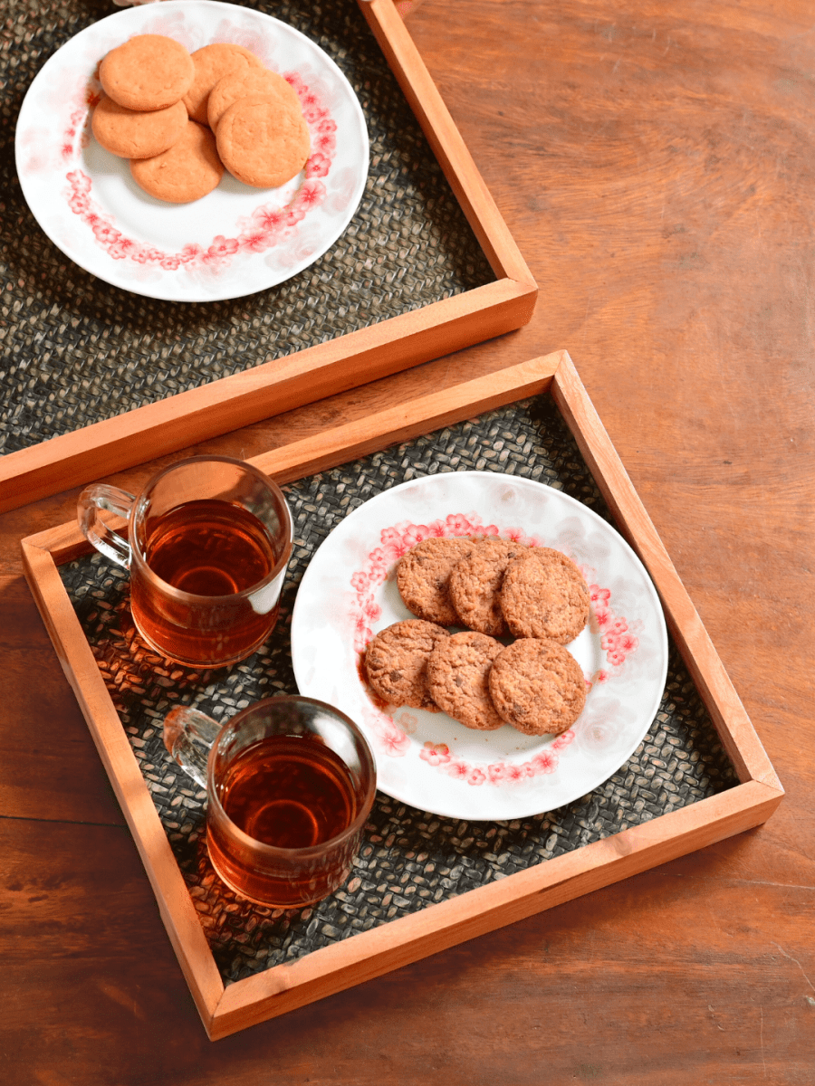 Handmade Small Forest Green Sitalpati Tray - Kadam Haat