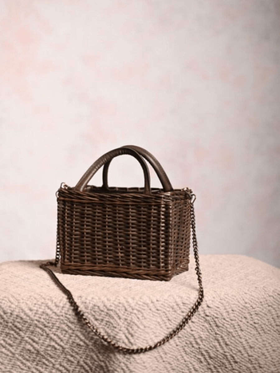 Handmade Wicker City Bag - Black - Kadam Haat