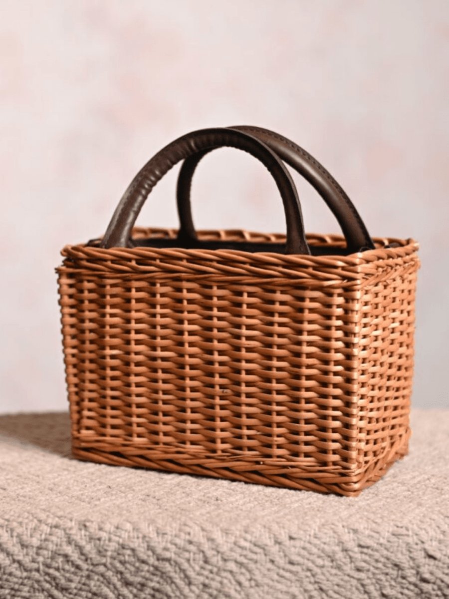 Handmade Wicker City Bag - Brown - Kadam Haat