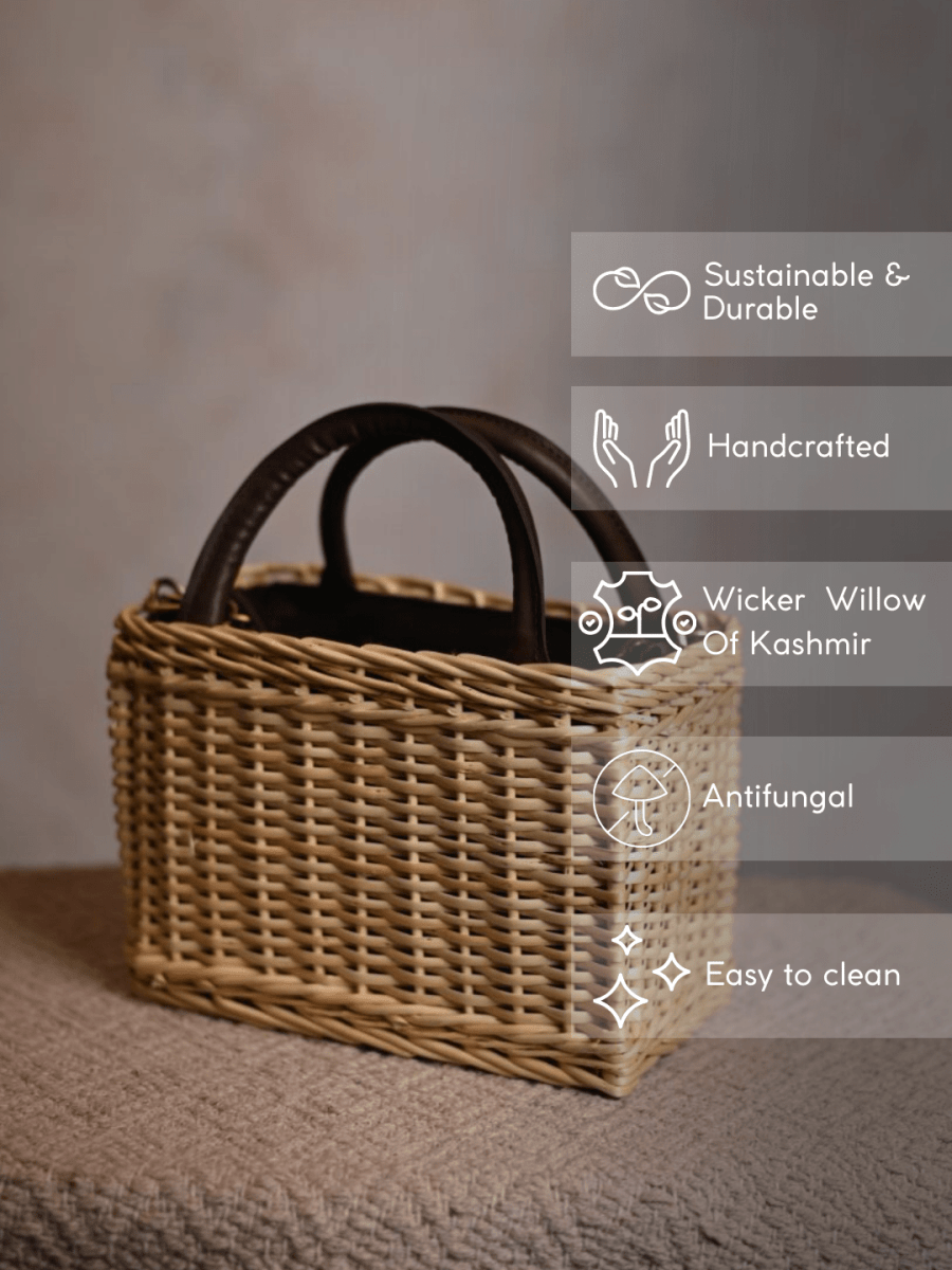 Handmade Wicker City Bag - Natural - Kadam Haat