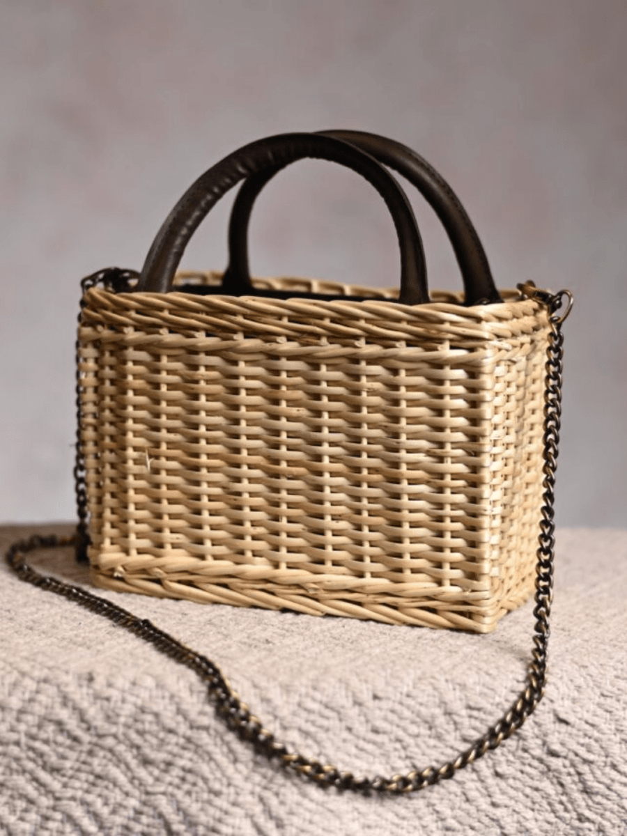 Handmade Wicker City Bag - Natural - Kadam Haat