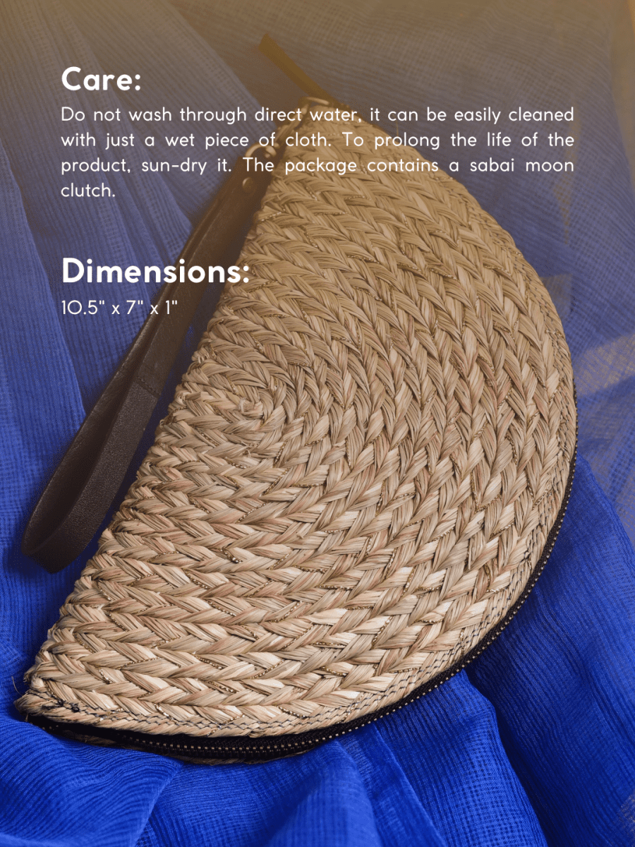 Handmade Zari Moon Clutch - Natural Gold - Kadam Haat