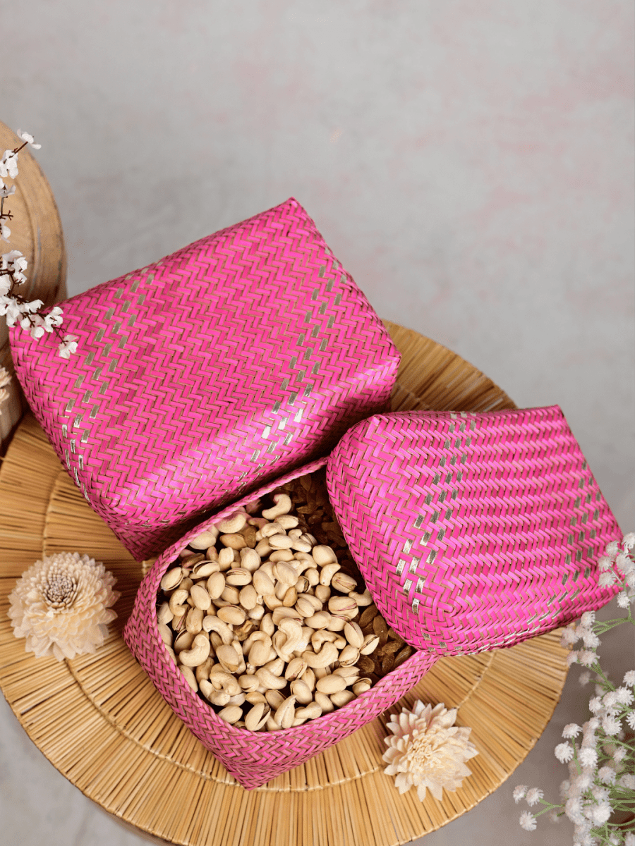 Handmade Zari Sitalpati Cherry Blossom Gift Box - Kadam Haat