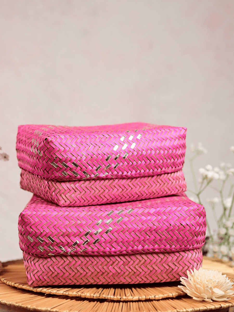 Handmade Zari Sitalpati Cherry Blossom Gift Box - Kadam Haat