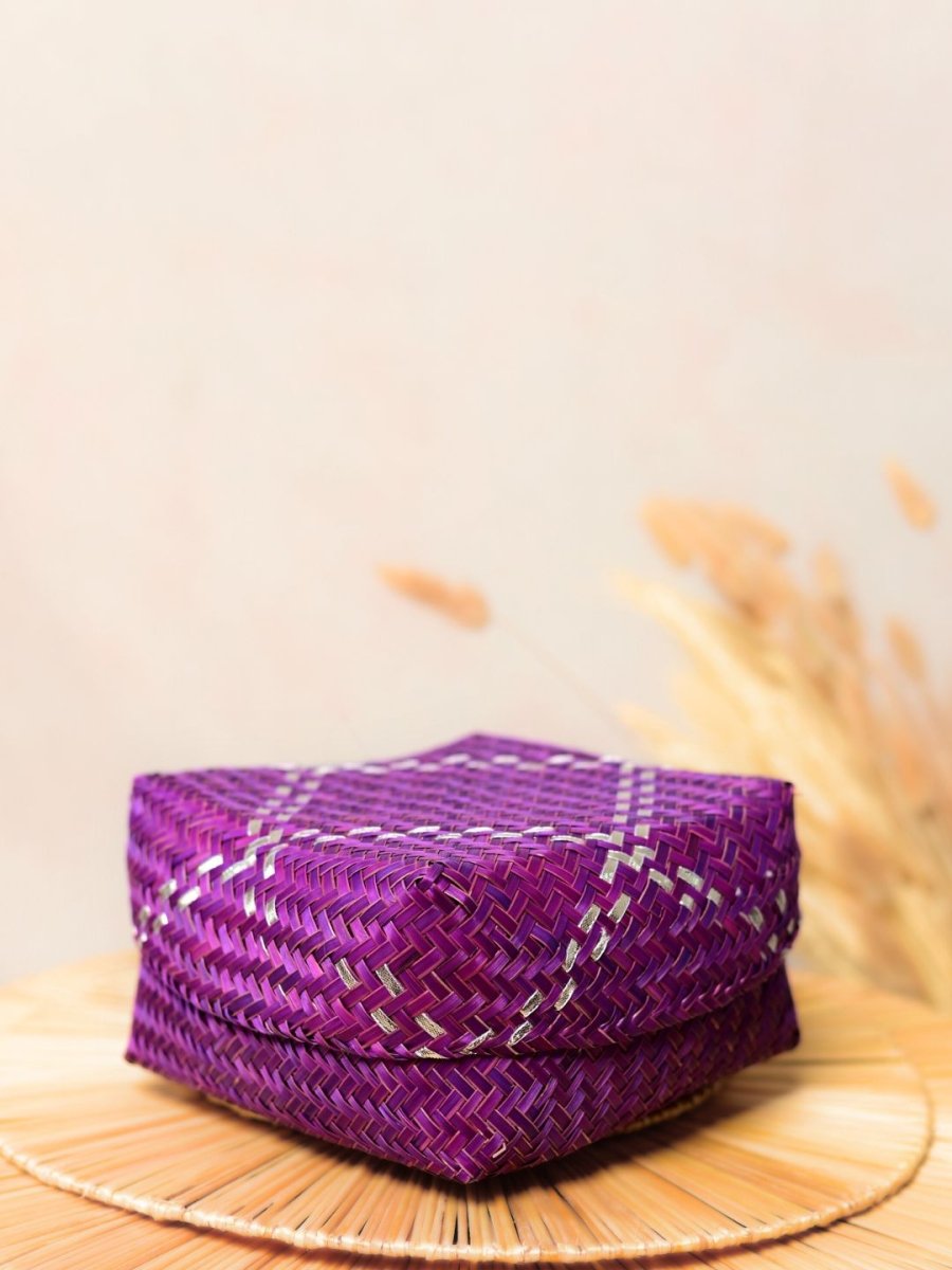 Handmade Zari Sitalpati Mulberry Gift Box - Set of 2 - Kadam Haat