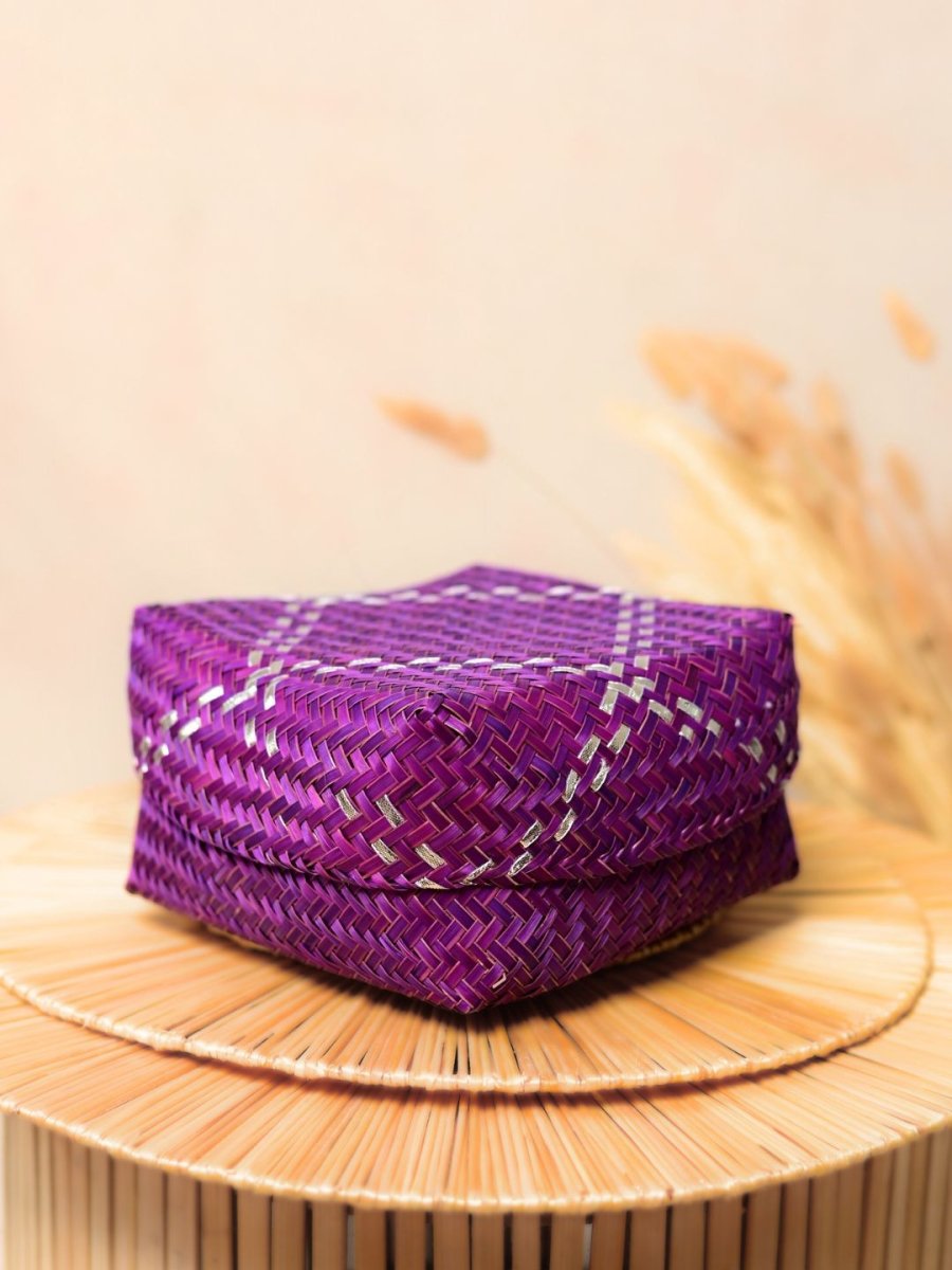 Handmade Zari Sitalpati Mulberry Gift Box - Set of 2 - Kadam Haat