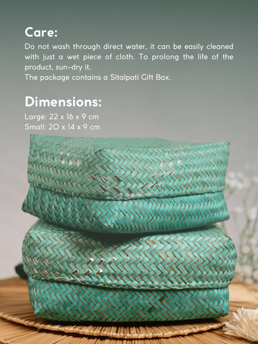 Handmade Zari Sitalpati Sage Leaf Gift Box - Kadam Haat