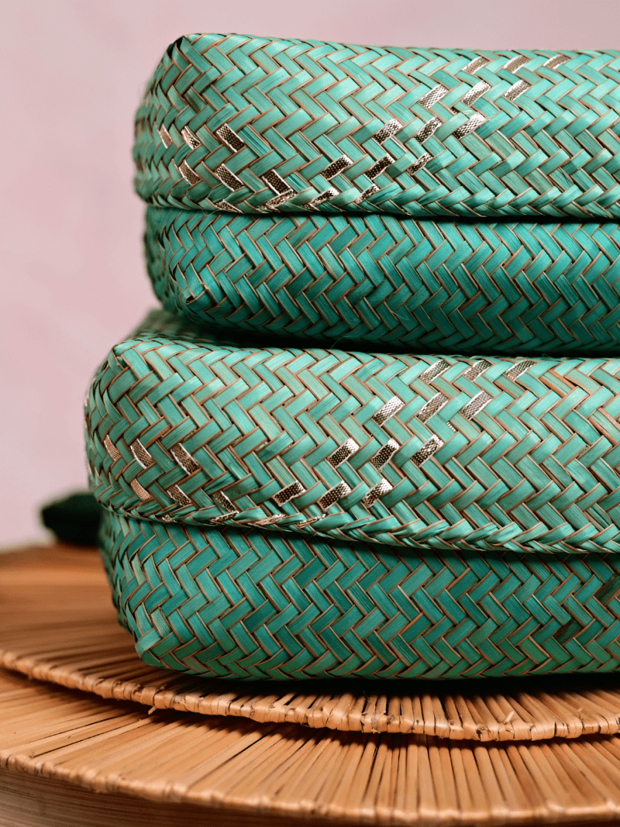 Handmade Zari Sitalpati Sage Leaf Gift Box - Kadam Haat