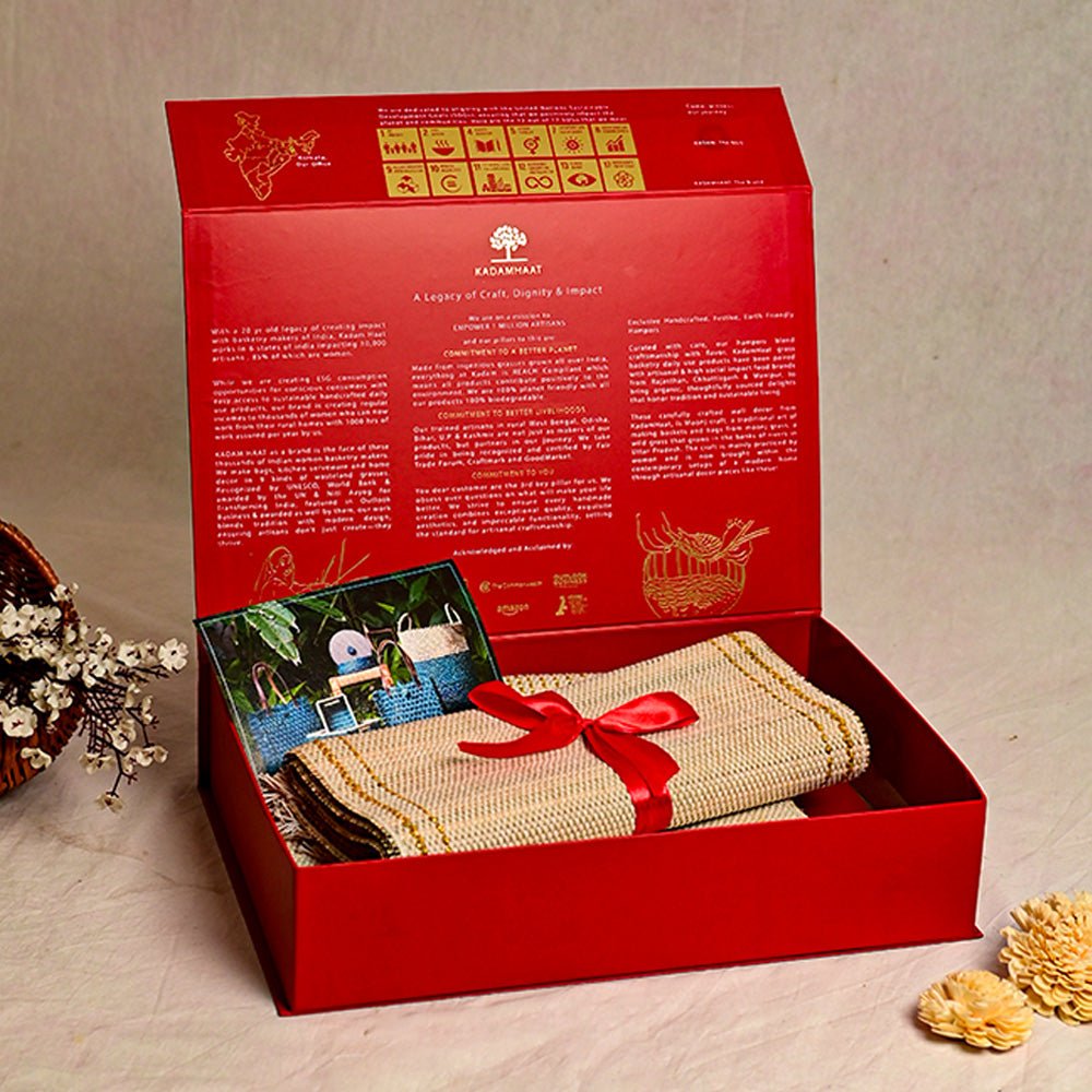 Handwoven Madurkathi Table Linen Hamper - Kadam Haat