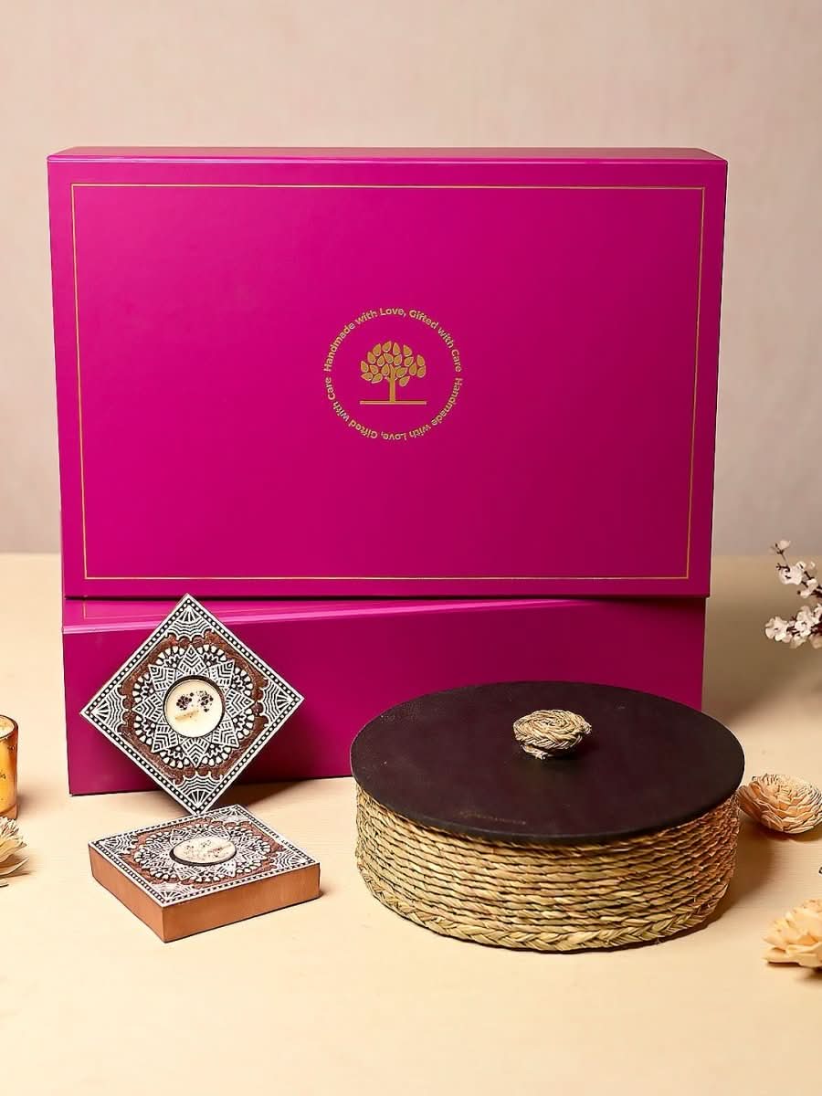 Handwoven Sabai Roti Box Diwali Hamper - Kadam Haat
