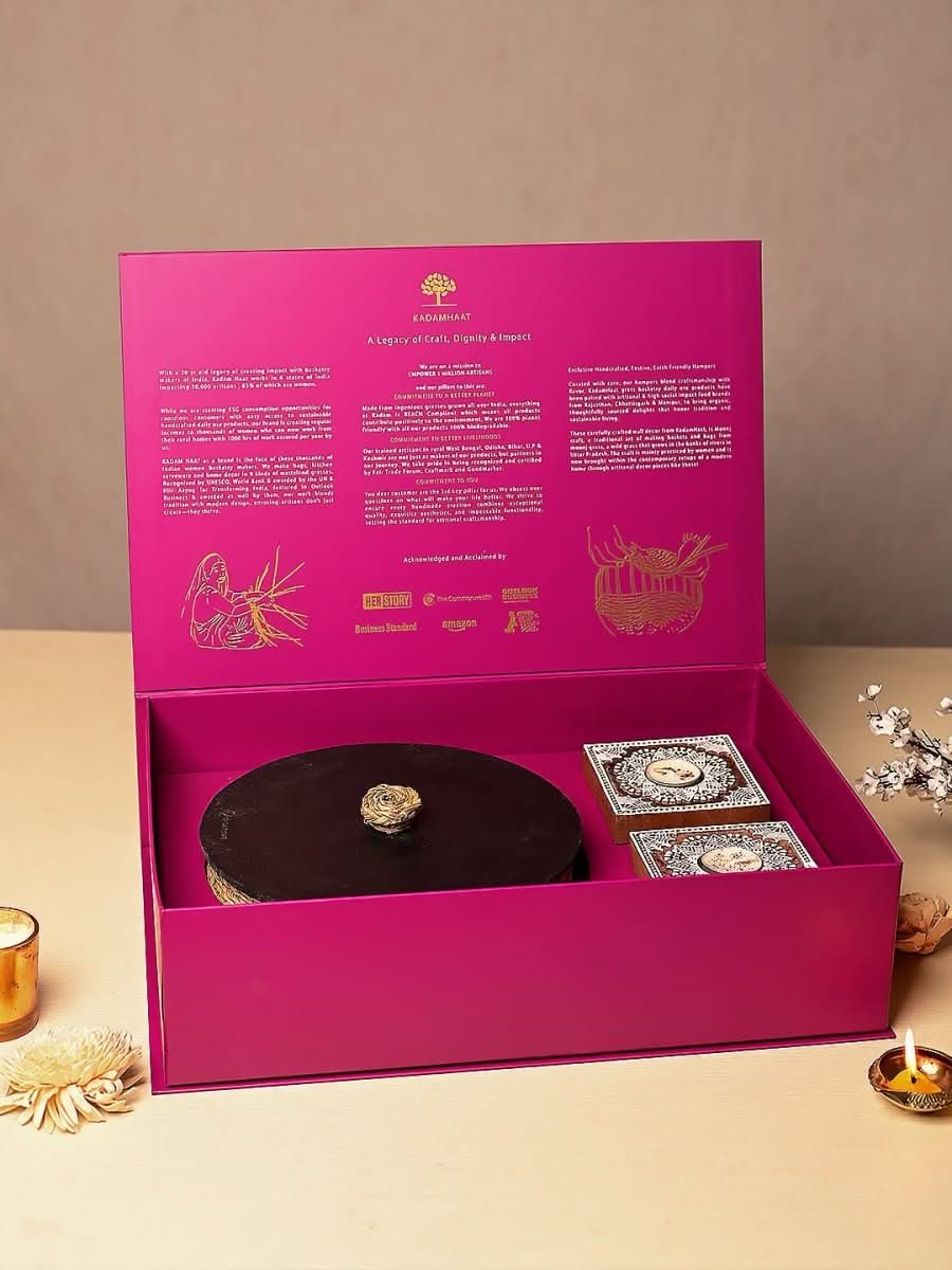 Handwoven Sabai Roti Box Diwali Hamper - Kadam Haat