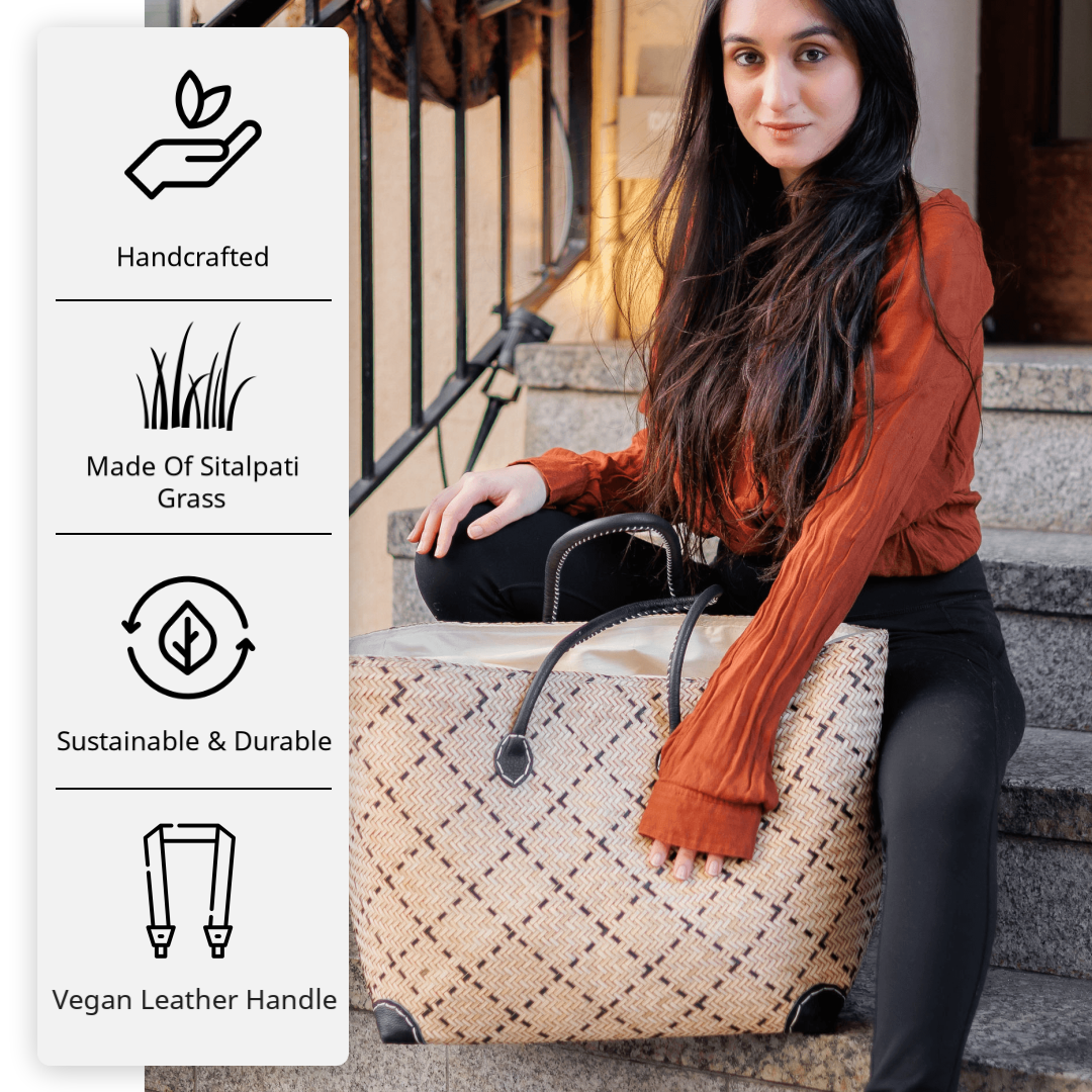Handmade Sitalpati Basket Bag - Kadam Haat