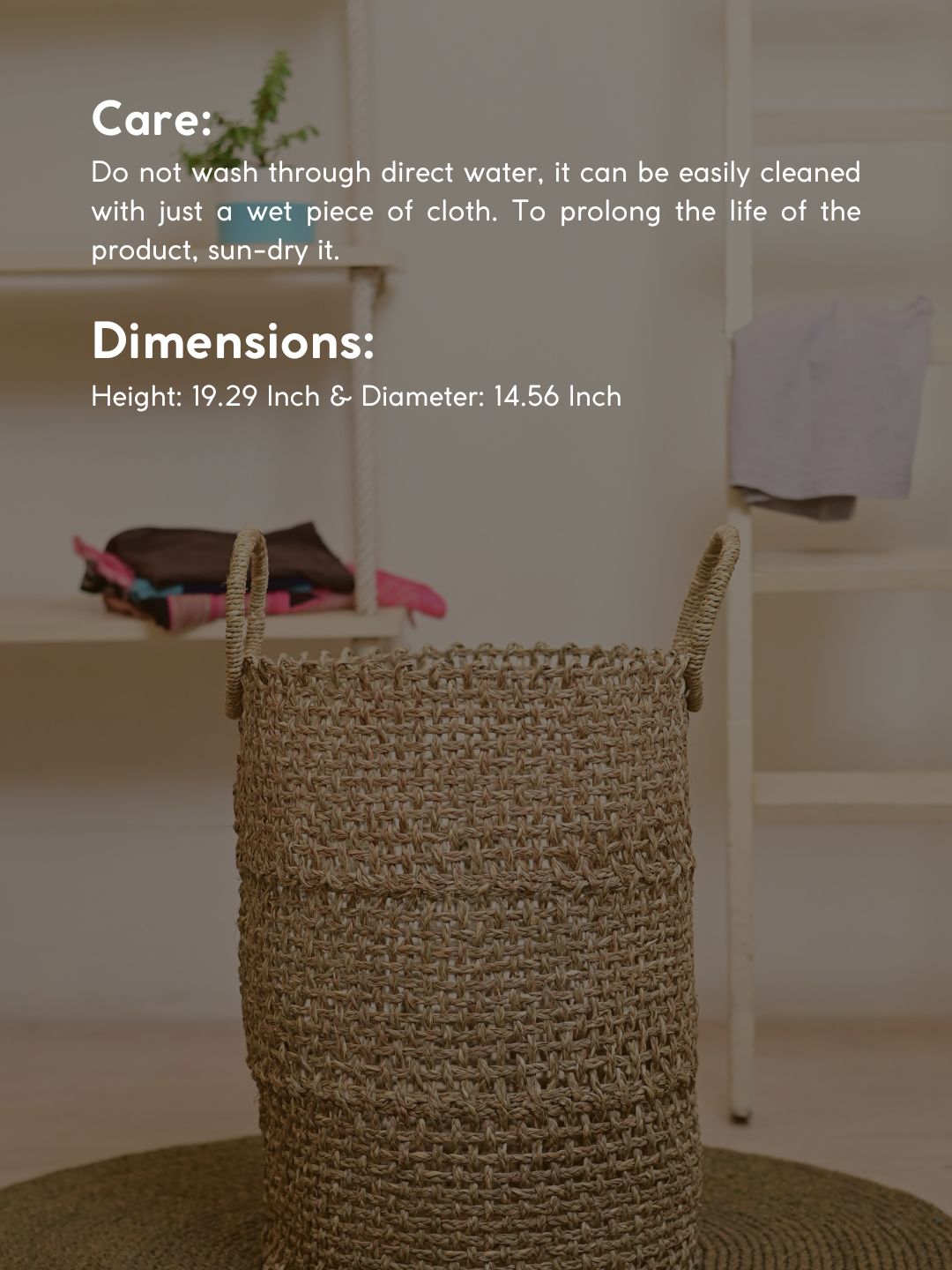 Handmade Sabai Grass Laundry Basket - Natural