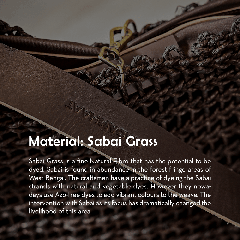 Sabai Flexi Carry Bag with Insert - Black | Handmade Crossbody Bag | Kadam Haat - Kadam Haat