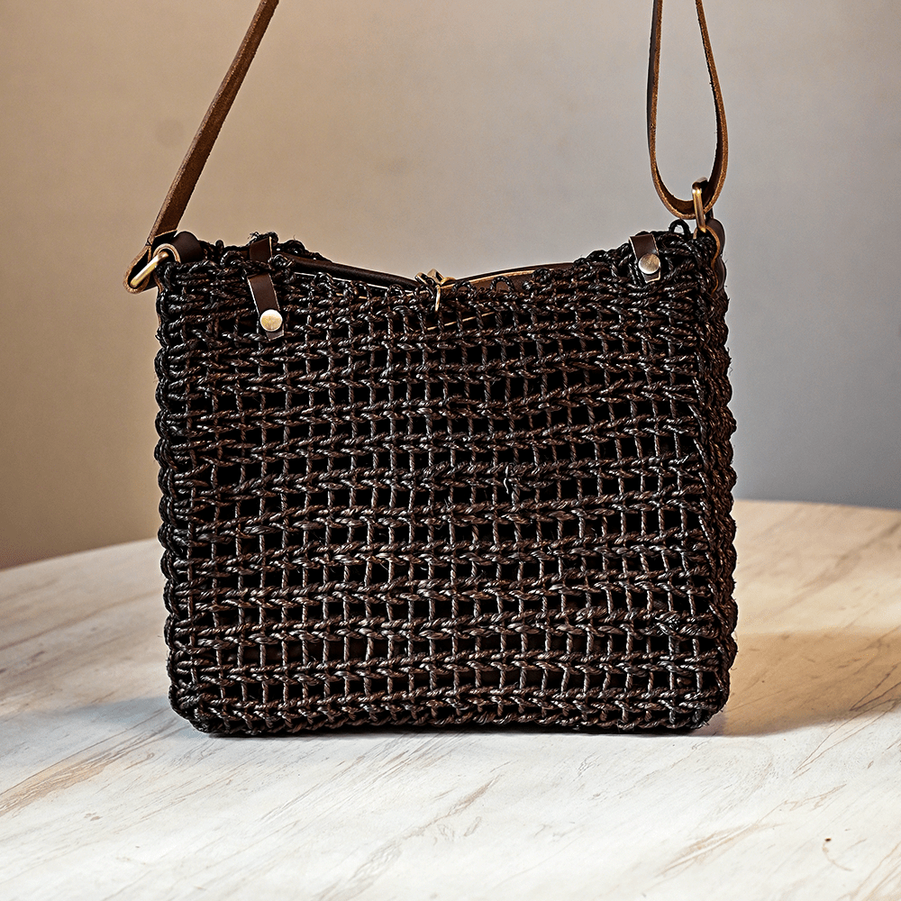 Sabai Flexi Carry Bag with Insert - Black | Handmade Crossbody Bag | Kadam Haat - Kadam Haat