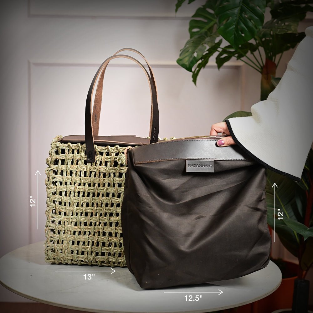 Sabai Mesh Large Luxe Carry Bag - Natural - Kadam Haat