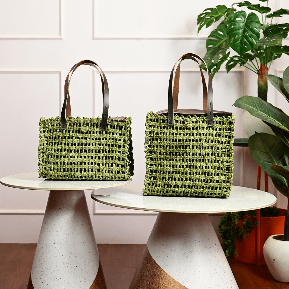 Sabai Mesh Luxe Carry Bag - Avocado - Kadam Haat