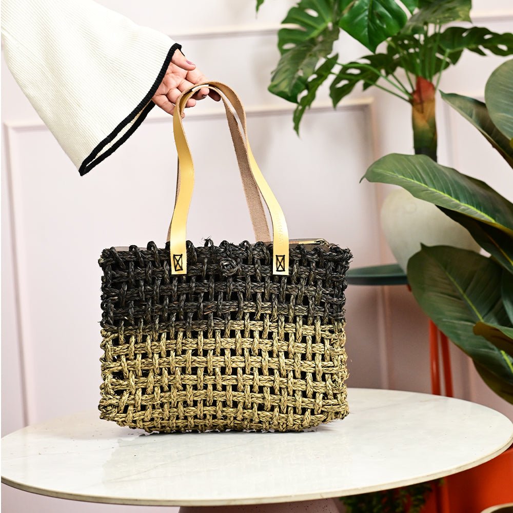 Sabai Mesh Luxe Carry Bag - Black and Gold - Kadam Haat