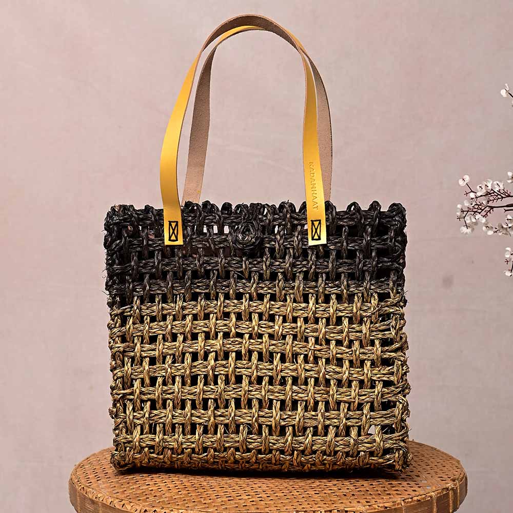 Sabai Mesh Luxe Carry Bag - Black and Gold - Kadam Haat
