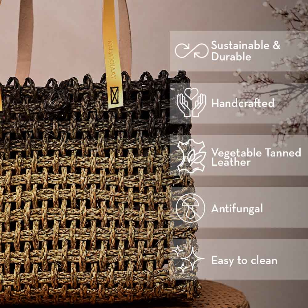 Sabai Mesh Luxe Carry Bag - Black and Gold - Kadam Haat