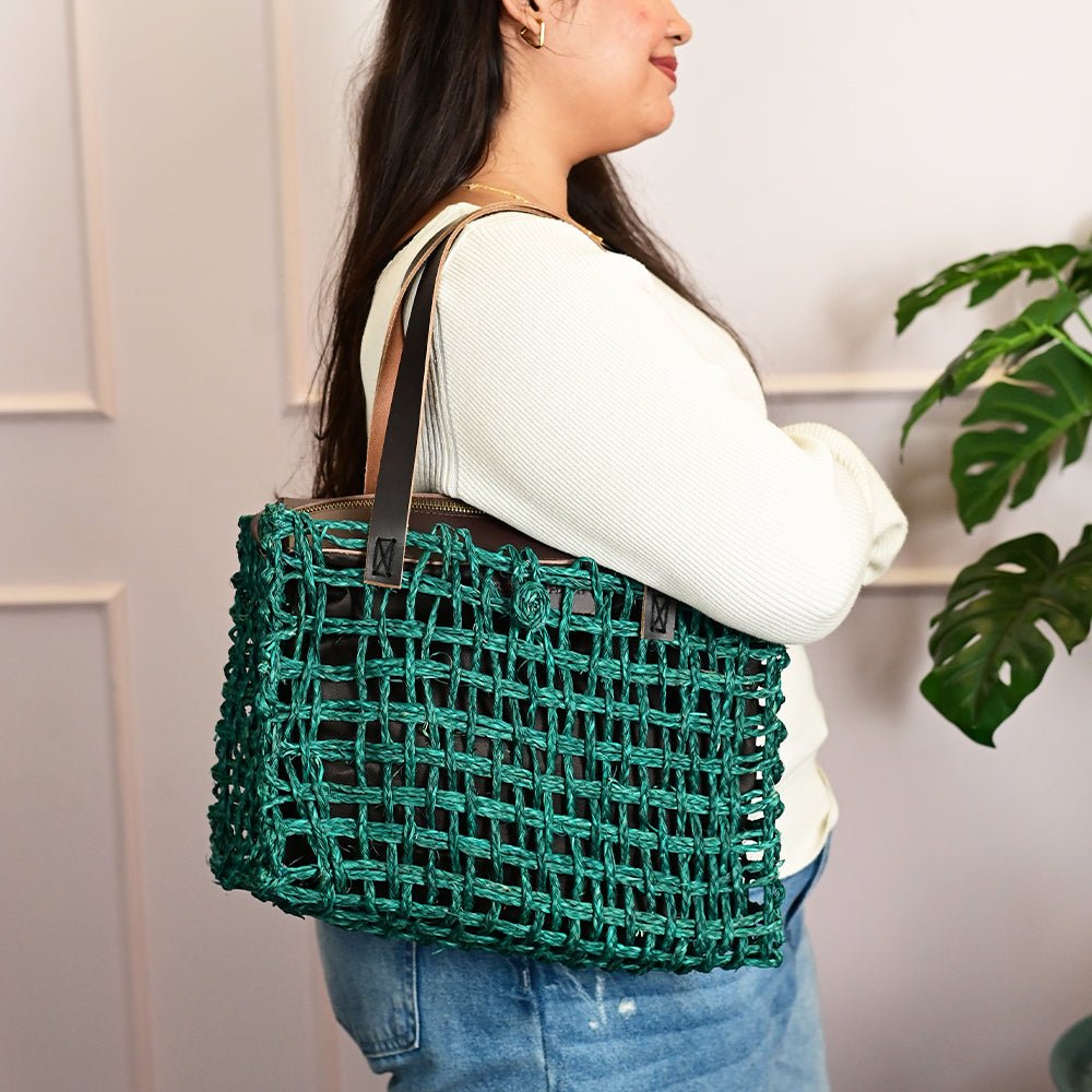 Sabai Mesh Luxe Carry Bag - Green - Kadam Haat
