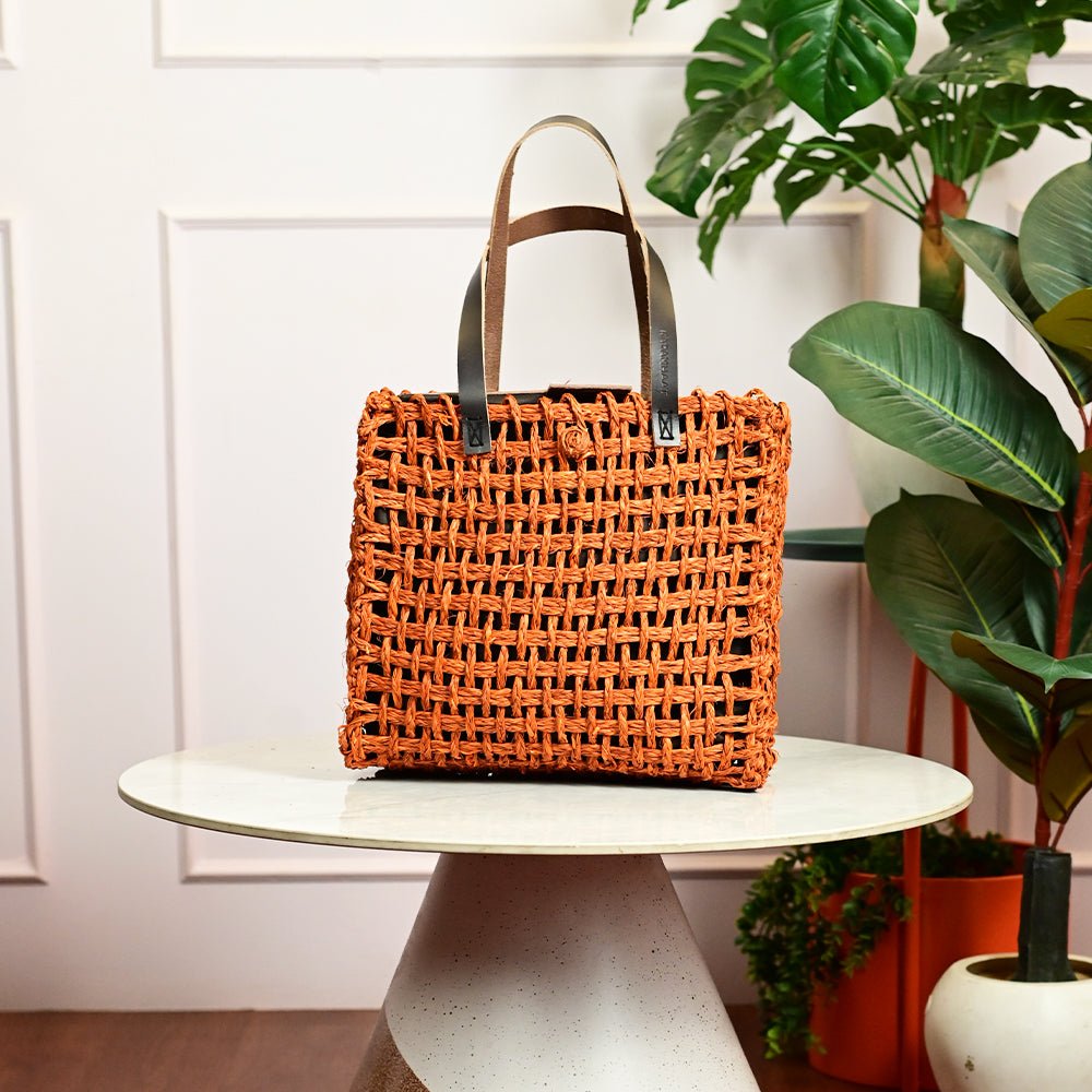 Sabai Mesh Luxe Carry Bag - Orange - Kadam Haat